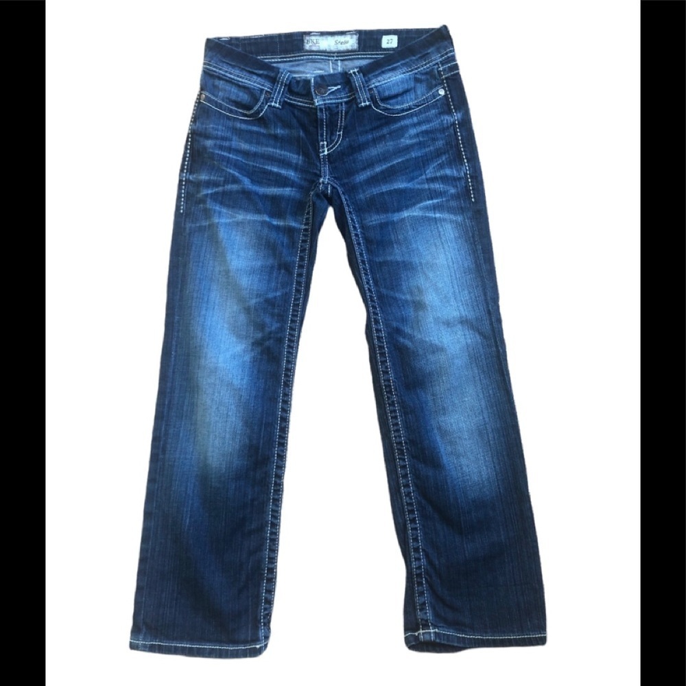 BKE The Buckle Stella Low Rise Stretch Skinny Crop Dark Denim Jean Size 27X28.5”